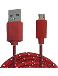Wireless: CablesFrLess 10ft Braided High Quality Durable Micro B USB Charging / Data Sync Cable fits Android Phones and Tablets (Red) - CablesFrLess