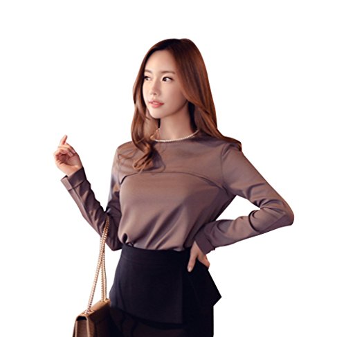 【 UN ANANAS 】 エレガント シンプル シフォン ブラウス 長袖 レディース 通勤 通学 ブラウン ホワイト ブラック ３色 春