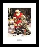Santa Claus (Tree in Snow) White Wood-Mounted Art Poster Print - 16 X 20