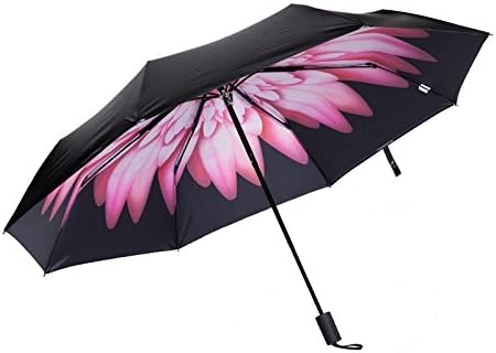 Tripod Compact Travel Umbrella - Manual Open / Close Folding Sun Umbrella UV Protection UPF 50+ - Compact Travel Rain Umbrella for Women