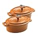  : Rachael Ray 12-Ounce Cast-Iron Covered Oval Casseroles, Set of 2, Orange