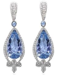 3.45Topaz & Diamond Hanging Earrings 14k Gold