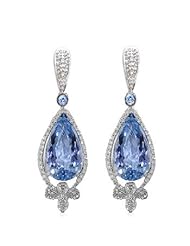 3.45 Topaz & Vs Diamond Hanging Earrings 14k Gold