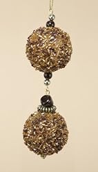 Chocolate Shop Gold Balls Rolled in Glitter Christmas Ornament 5"