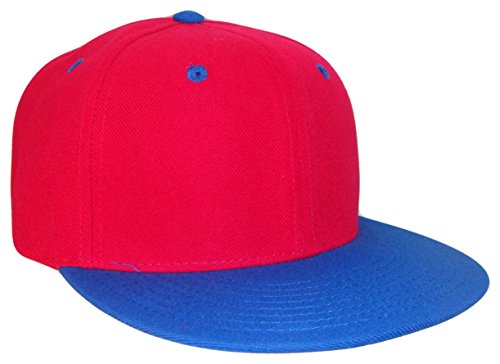 THS Retro Vintage Ness Style Snapback Cap (One Size, Red/Royal Blue)