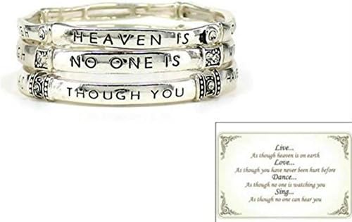 Silver-tone "Live..Love..Dance..Sing" 3-Layer Inspirational Theme Stretch Engraved Bracelet W/Gift Box