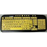 EZSee by DC Large Print Computer Keyboard USB Wired (Yellow Keys with Black Jumbo Oversized Print Letters) for Visually Impaired Individuals, Low Vision, or Low Light for Seniors and People with Bad Vision!