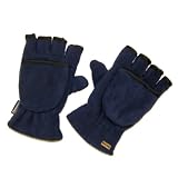 Riverstone Goods Men's Soft & Warm 40 Gram Thinsulate Fleece Fingerless Texting Mittens/Pop Top Gloves (Navy Blue)