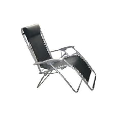 TEXTOLINE RECLINING CAMPING GARDEN OUTDOOR LOUNGER CHAIR - BLACK