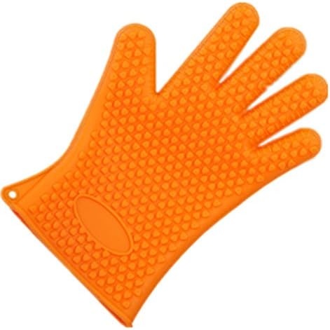 BBQ Glove, L&H Heat Resistant Silicone Kitchen Oven Gloves-Perfect Grill Gloves, Protective Mitts, Great for Cooking, Pot Holder, Waterproof Grill Gloves in Orange Cplor