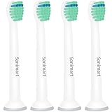 Sonimart Premium Compact Replacement Toothbrush Heads 4-pack, replaces Philips Sonicare HX6024 ProResults Compact, fits Philips Sonicare 2 Series Plaque Control, 3 Series Gum Health, DiamondClean, EasyClean, FlexCare, FlexCare +, FlexCare Platinum, HealthyWhite and HydroClean Brush Handles, OEHHA Prop 65 Approved!