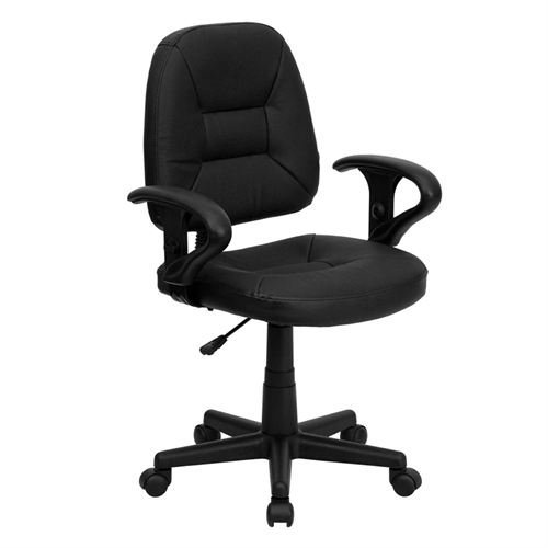 Flash Furniture BT-682-BK-GG Mid-Back Black Leather Ergonomic Task Chair with Arms On Sale