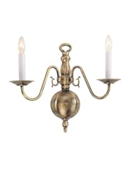 Home Improvement: Livex Lighting 5002-01 Williamsburg 2 Light Antique Brass Wall Sconce - Livex Lighting