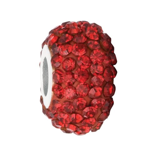 925 Sterling Silver Garnet Color Round CZ Crystal January Birthstone Bead For Chamilia, Troll, Pandora, Biagi, Personality and More Charm Bracelets