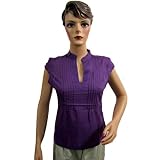 Womens Bohemian Fashion Tunic Top Purple Cotton Blouse Xsmall Size