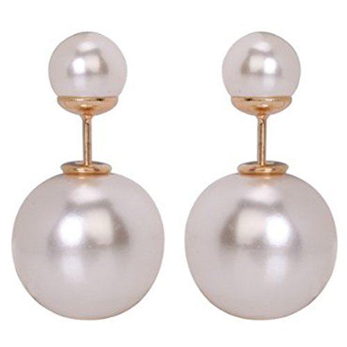 Colorful Double-faced Pearl Double Pearl Beads Plug Stud Earrings WHS541 (7-Pearl)