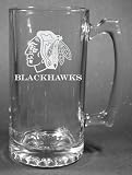 NHL Chicago Blackhawks Laser Etched 27oz Glass Beer Mug