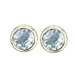 14K Yellow Gold Bezel Set 4 MM Aquamarine Earring Studs