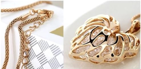 Mae & Mee Pinup Embedded Zircon Luxury Design Heart Sweater Chain Silver/Gold