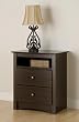2 Drawer Tall Night Table / Open Shelf in Espresso Finish By Prepac Furniture