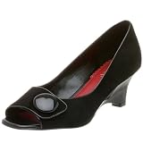 Franco Sarto Womens Avanti Peep Toe Wedge,Black Suede,6 M