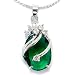 Ravishing Oval Cut Sterling Silver Simulated Emerald Pendant with 18" Necklace P4928
