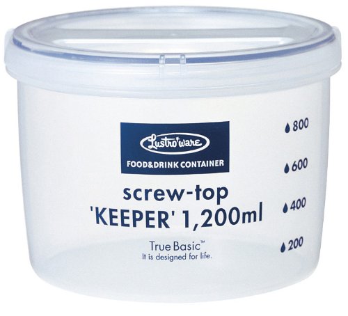 Lustroware B-2273AA Screw Top Keeper Round Food Container with Calibration, 40.5-Ounce, Blue