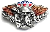 BIKER SKULL Belt Buckle Wings Crossbones