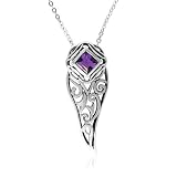 Sterling Silver Celtic Square-Shaped Amethyst Pendant, 18.5"