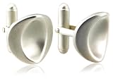 Sterling Silver Brushed Finish Concave Round Cuff Links by Catherine M. Zadeh