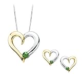 Emerald Heart Jewelry Set in 10K Two Tone Gold