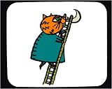 Decorated Mouse Pad with climbing, ladder, cat, moon, suit