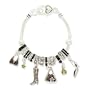 Silver Black Shopping Theme Designer Style Charm Bracelet Fashion Jewelry
