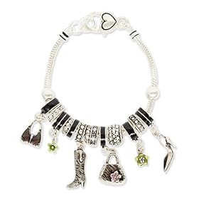 Buy Silver Black Shopping Theme Designer Style Charm Bracelet Fashion Jewelry by PammyJ Bracelet