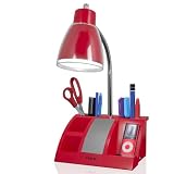 iHome iHL24-03 Colortunes Desk Organizer Speaker Lamp with iPod Player Compartment, Red