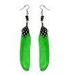 Trendy Silver-Tone Green Feather Earrings