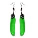 Trendy Silver-Tone Green Feather Earrings