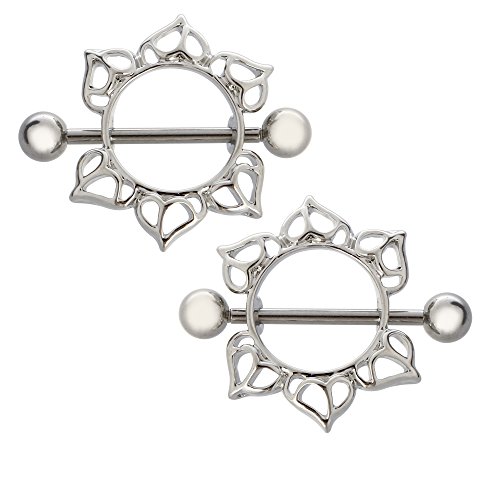 BODYA Sexy Fashion Nipple Ring Bars Heart Tribal Body Jewelry Nipple Piercing Pair 14 Gauge Sold As Pair (One Pairs)