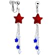 Handcrafted Sterling Silver Patriotic Star Clip Earrings