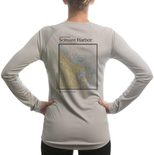 Altered Latitudes Women's Scituate Harbor Chart UPF Long Sleeve T-Shirt XX-Large Athletic Grey