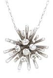 10k White Gold Starburst Pendant (.03 cttw, I-J Color, I2-I3 Clarity)