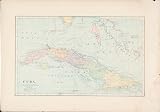 Antique Map of West Indies: Cuba, 1899