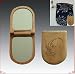 Yellow Willow Wooden Double Half Circle Compact Mirrors (1x Mirror & 1x Magnifying Mirror) - With Cloth Pouch