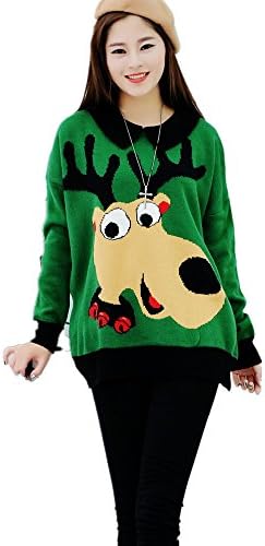 Lana Hua Womens Rudolph Reindeer Ugly Christmas Sweater Jumper