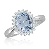 Cluster Natural Aquamarine and Diamond Ring in 14k White Gold (H, SI2, 1.68 cttw) Certificate of Authenticity