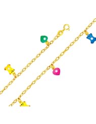 14K Yellow Gold Enamel Baby Bracelet with Spring-ring Clasp - 6" Inches