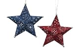 2-Piece Red & Blue Western Bandana Star Christmas Ornament Set