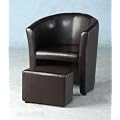 FAUX LEATHER TUB CHAIR WITH FOOTSTOOL IN EXPRESSO BROWN FROM CENTURION PINE
