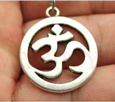 Fashion Silver Tone Om Pendant Leather Chain Necklace