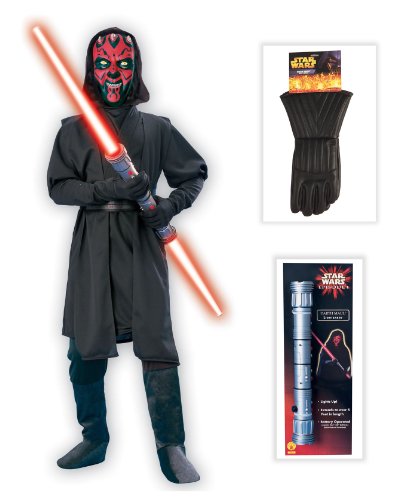 Star Wars Darth Maul Child Costume with Lightsaber and Gloves - Large